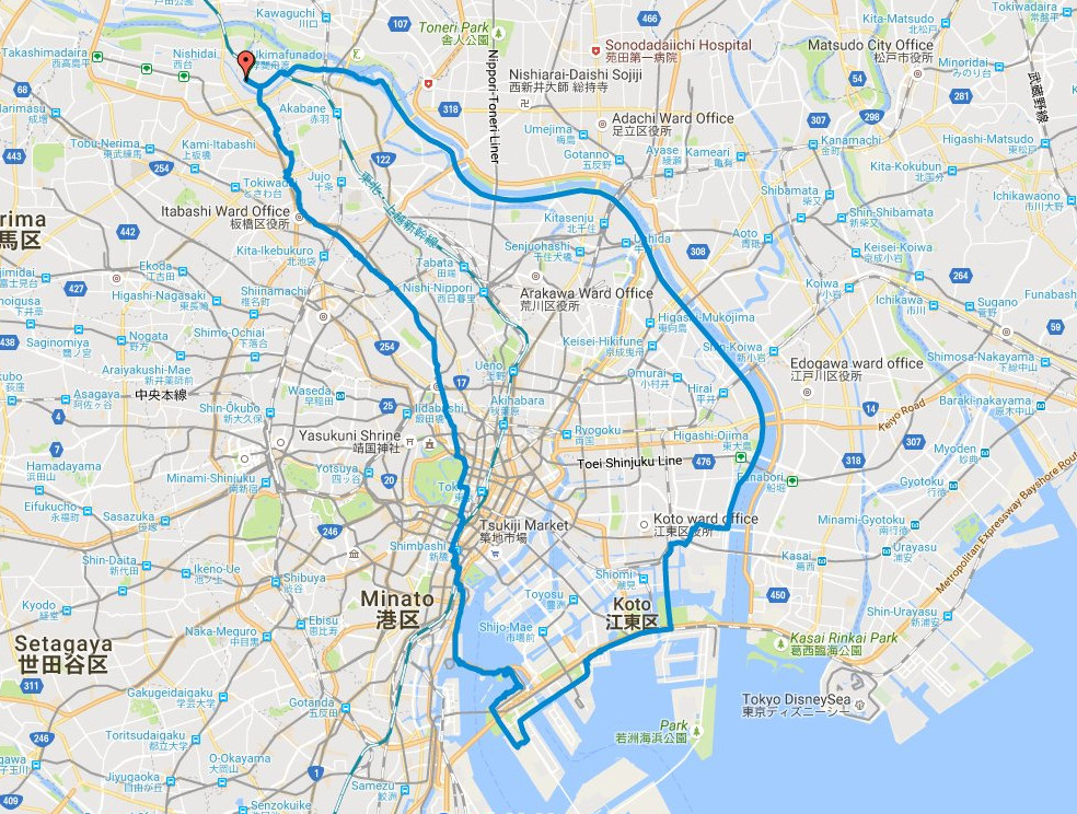 20160917 biketrip googlemaps 63km