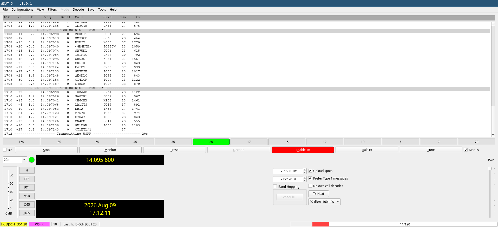 Sending out WSPR
