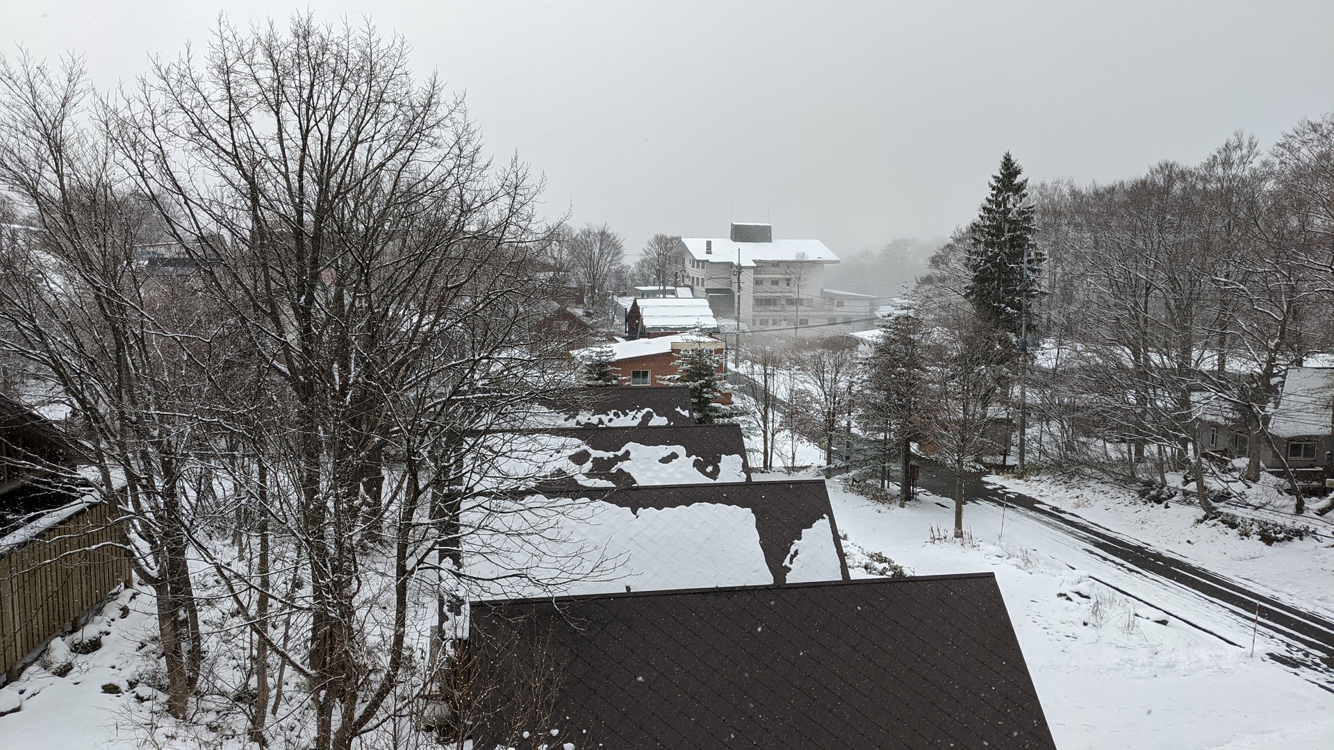 Hotel room snow view